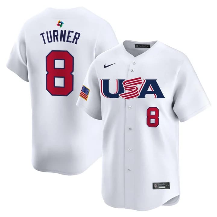 Men's Team USA World Baseball Classic Vapor Premier Jersey - 2026 Roster  - All Stitched  Trea Turner 8