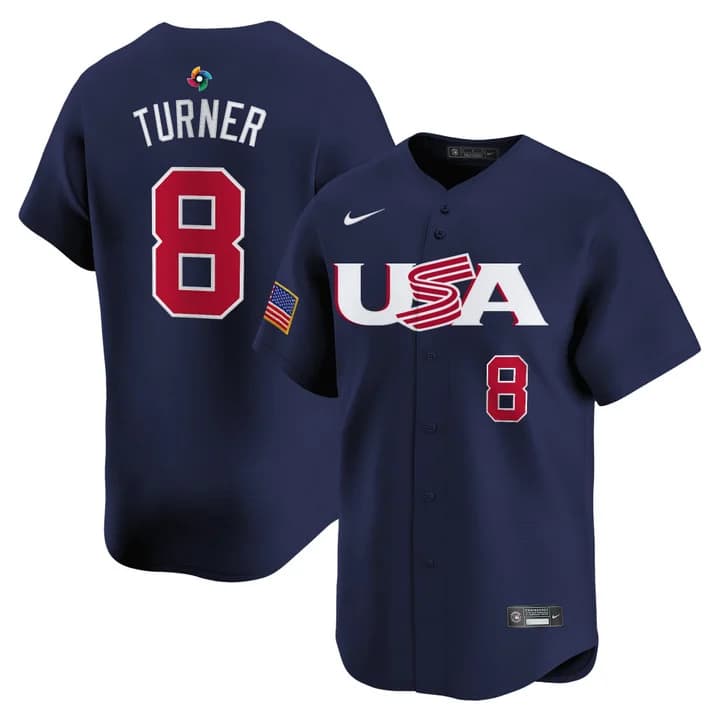 Men's Team USA World Baseball Classic Vapor Premier Jersey - 2026 Roster  - All Stitched  Trea Turner