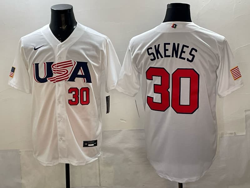 Men's Team USA World Baseball Classic Vapor Premier Jersey - 2026 Roster - All  Stitched Paul Skenes  30