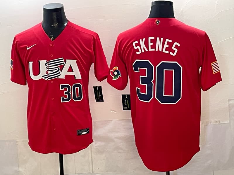 Men's Team USA World Baseball Classic Vapor Premier Jersey - 2026 Roster - All  Stitched Paul Skenes 30