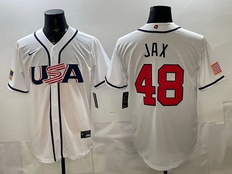 Men's Team USA World Baseball Classic Vapor Premier Jersey - 2026 Roster - All Stitched   JAX 48