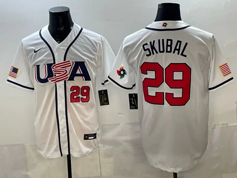 Men's Team USA World Baseball Classic Vapor Premier Jersey - 2026 Roster - All Stitched   Tarik Skubal 29