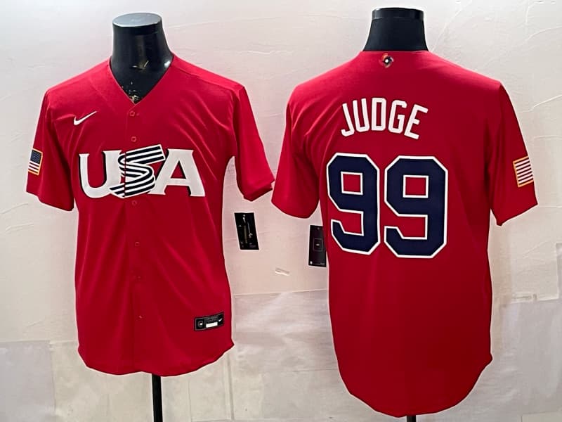 Men's Team USA World Baseball Classic Vapor Premier Jersey - 2026 Roster - All Stitched  Aaron Judge 99