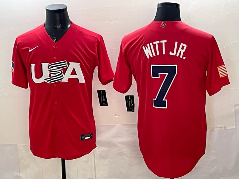Men's Team USA World Baseball Classic Vapor Premier Jersey - 2026 Roster - All Stitched Bobby Witt Jr.  7