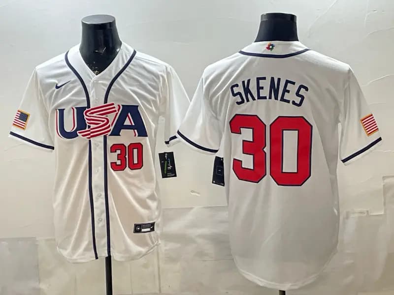 Men's Team USA World Baseball Classic Vapor Premier Jersey - 2026 Roster - All Stitched Paul   Skenes 30