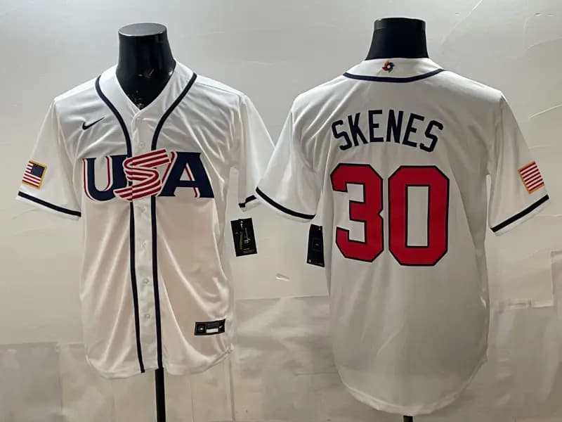 Men's Team USA World Baseball Classic Vapor Premier Jersey - 2026 Roster - All Stitched Paul  Skenes 30