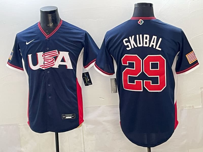 Men's Team USA World Baseball Classic Vapor Premier Jersey - 2026 Roster - All Stitched Tarik Skubal 29