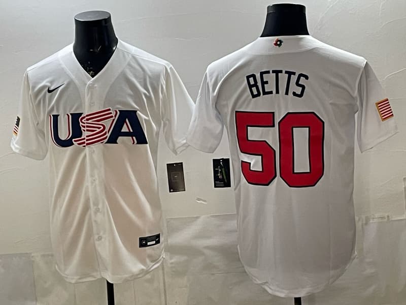 Men's Team USA World Baseball Classic Vapor Premier Jersey  Mookie Betts #50