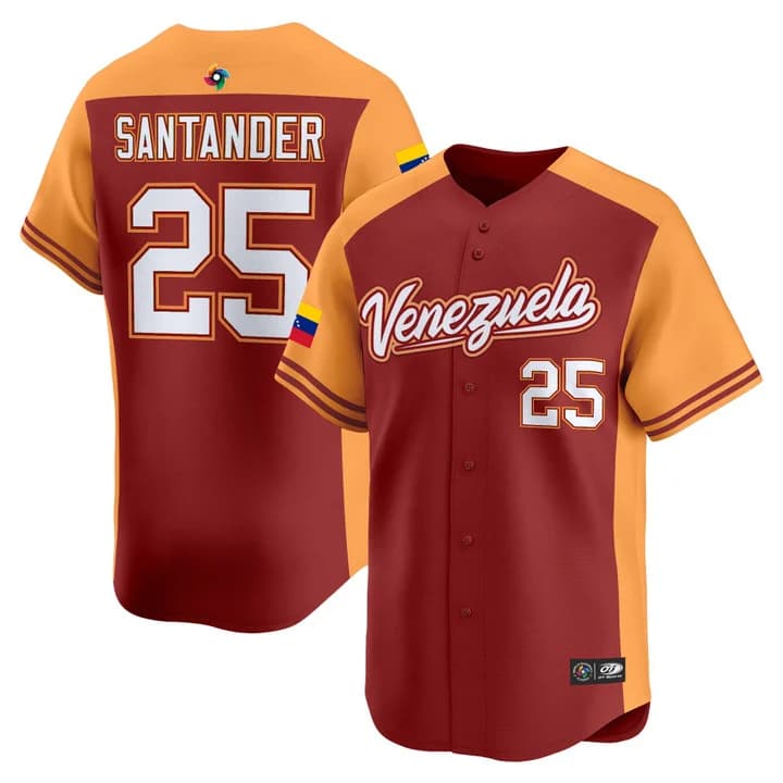 Men's Team Venezuela World Baseball Classic Vapor Premier Jersey - 2026 Roster - All Stitched Anthony Santander 25
