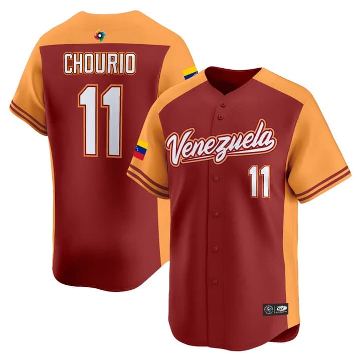 Men's Team Venezuela World Baseball Classic Vapor Premier Jersey - 2026 Roster - All Stitched Jackson Chourio  11