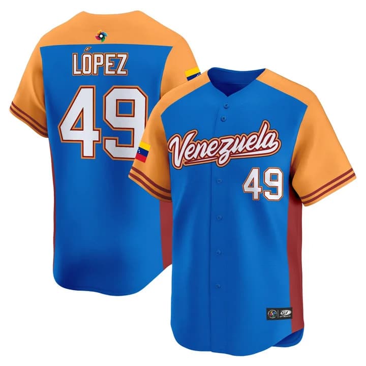Men's Team Venezuela World Baseball Classic Vapor Premier Jersey - 2026 Roster - All Stitched Pablo López