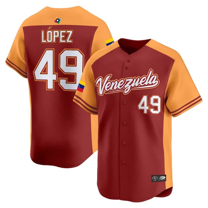 Men's Team Venezuela World Baseball Classic Vapor Premier Jersey - 2026 Roster - All Stitched Pablo López 49