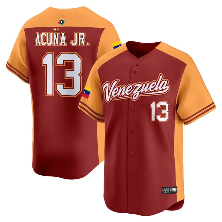 Men's Team Venezuela World Baseball Classic Vapor Premier Jersey - 2026 Roster - All Stitched Ronald Acu?a Jr.  13