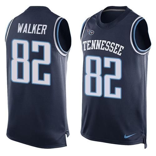 Men's Tennessee Titans #82 Delanie Walker Navy Blue Hot Pressing Player Name & Number Nike NFL Tank Top Jersey