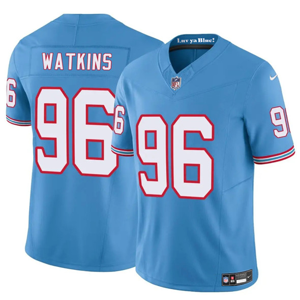 Men's Tennessee Titans #96 Carlos Watkins Blue 2025 F.U.S.E. Throwback Vapor Limited Football Stitched Jersey