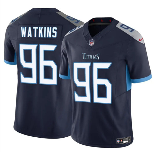 Men's Tennessee Titans #96 Carlos Watkins Navy 2025 F.U.S.E. Vapor Limited Football Stitched Jersey