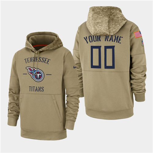Men's Tennessee Titans Custom 2019 Salute to Service Sideline Therma Pullover Hoodie - Tan