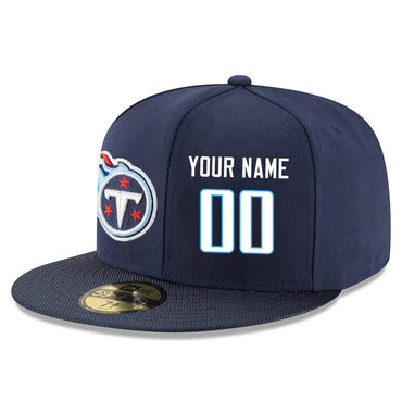 Men's Tennessee Titans Navy Color Snapback Custom Hat (Stitched any name&number)