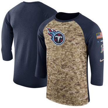Men's Tennessee Titans Nike Camo Navy Salute To Service Sideline Legend Performance Three-Quarter Sleeve T Shirt