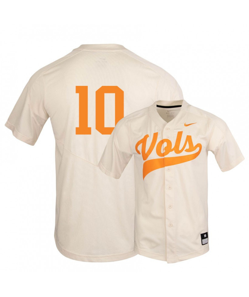Men's Tennessee Volunteers #10 Pete Derkay Nike Cream Vols College Baseball Jersey