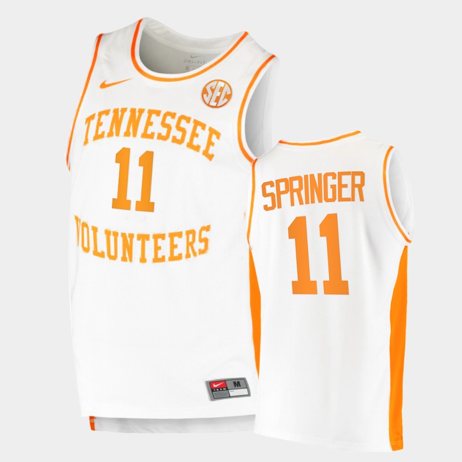 Men's Tennessee Volunteers #11 Jaden Springer Nike 2020 White Retro College Basketball Jersey 