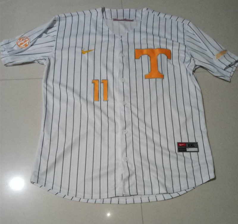 Men's Tennessee Volunteers #11 Will Heflin Nike White Pinstripe College Baseball Jersey
