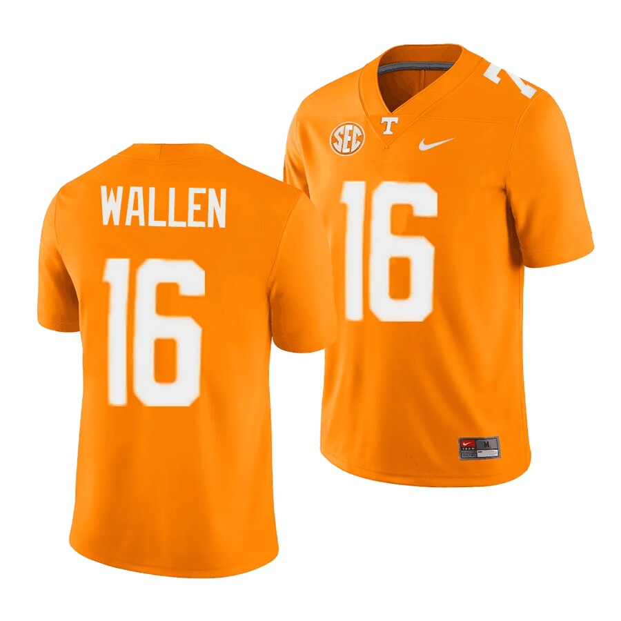 Men's Tennessee Volunteers #16 Morgan Wallen Orange College Football Jersey