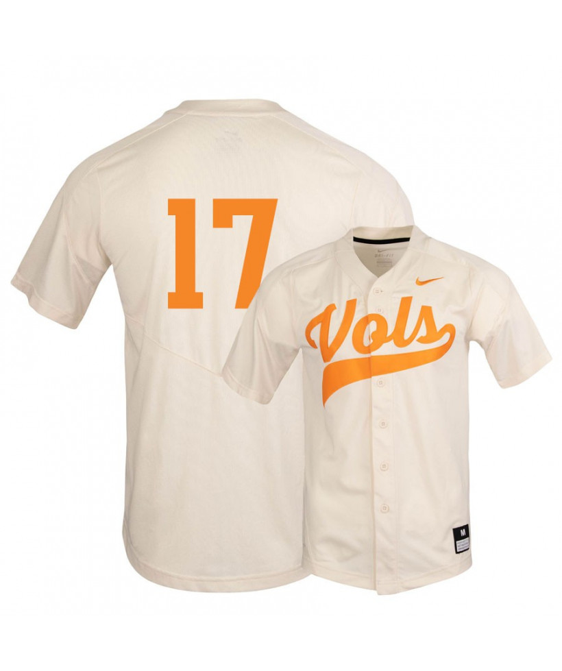 Men's Tennessee Volunteers #17 Connor Pavolony Nike Cream Vols College Baseball Jersey 