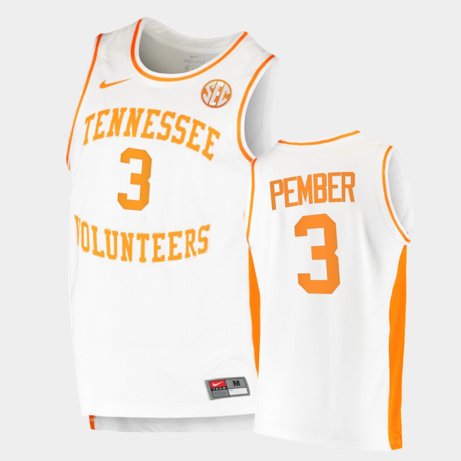 Men's Tennessee Volunteers #3 Drew Pember Nike 2020 White Retro College Basketball Jersey 