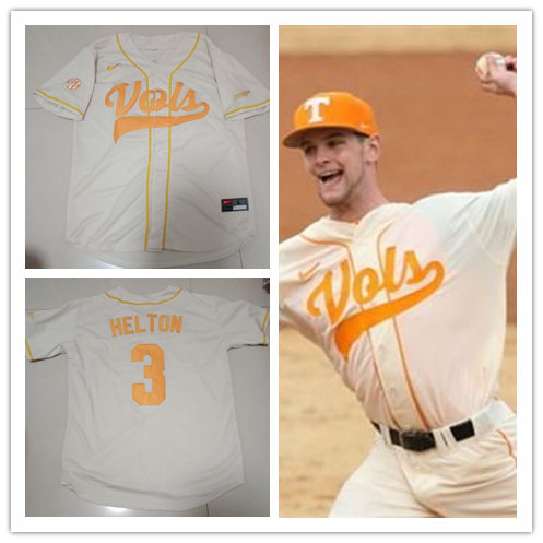 Men's Tennessee Volunteers #3 Todd Helton Nike Cream Vols College Baseball Jersey