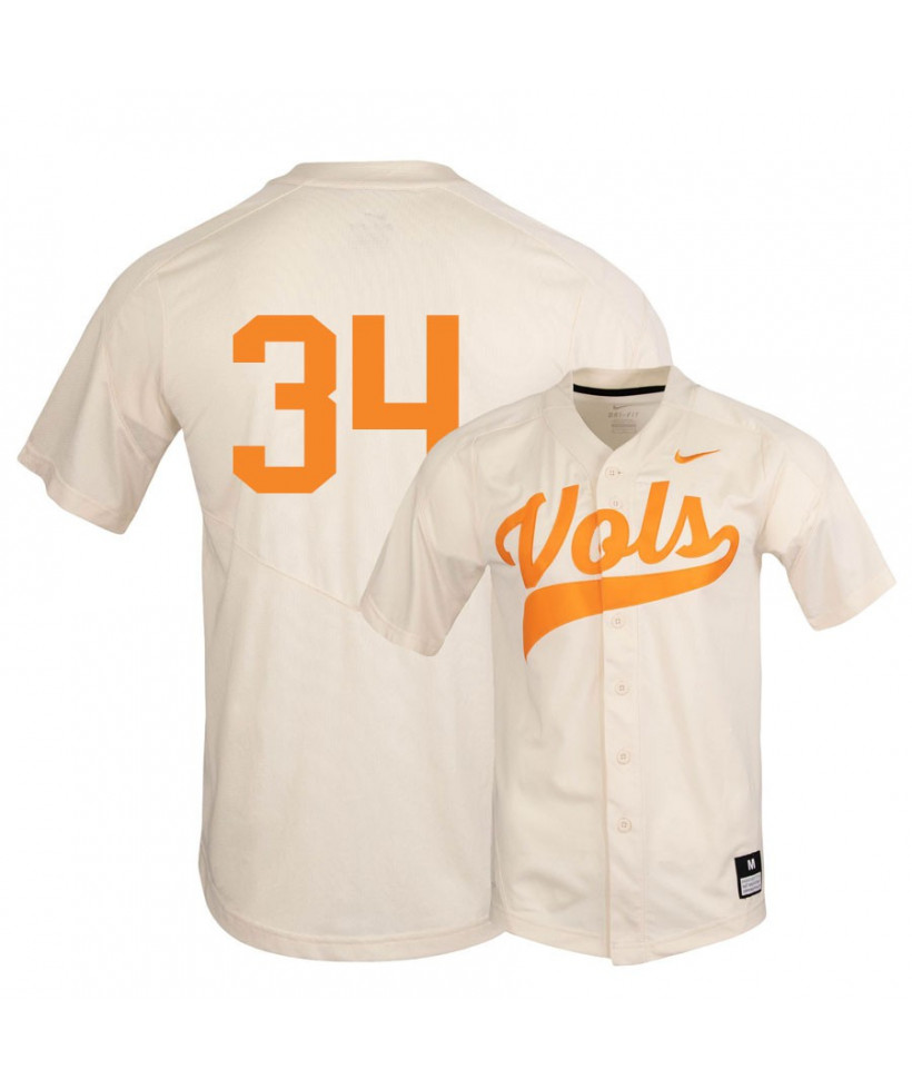 Men's Tennessee Volunteers #34 Garrett Crochet Nike Cream Vols College Baseball Jersey 