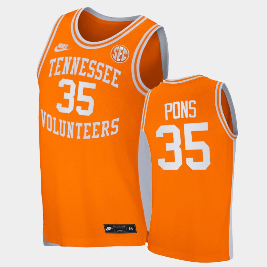 Men's Tennessee Volunteers #35 Yves Pons Nike 2020 Orange Retro College Basketball Jersey