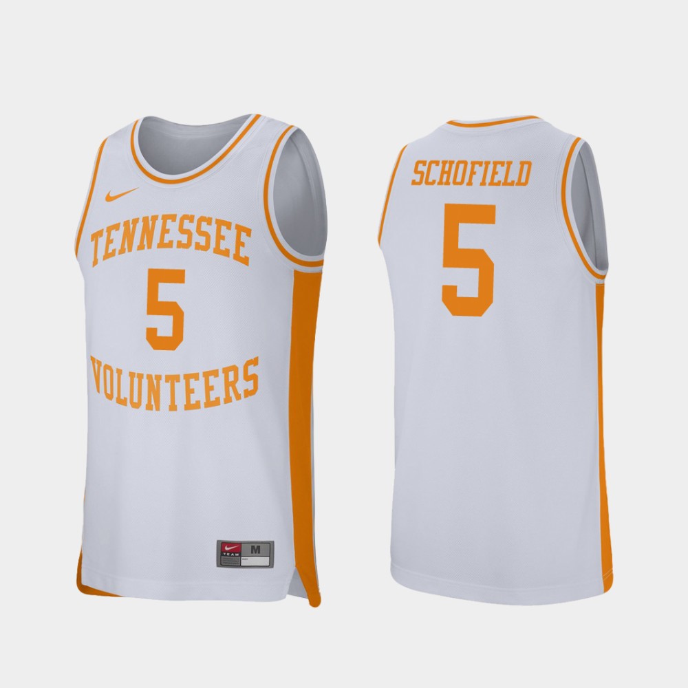 Men's Tennessee Volunteers #5 Admiral Schofield Nike 2020 White Retro College Basketball Jersey