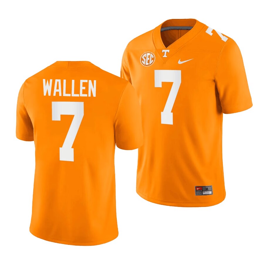 Men's Tennessee Volunteers #7 Morgan Wallen Orange College Football Jersey