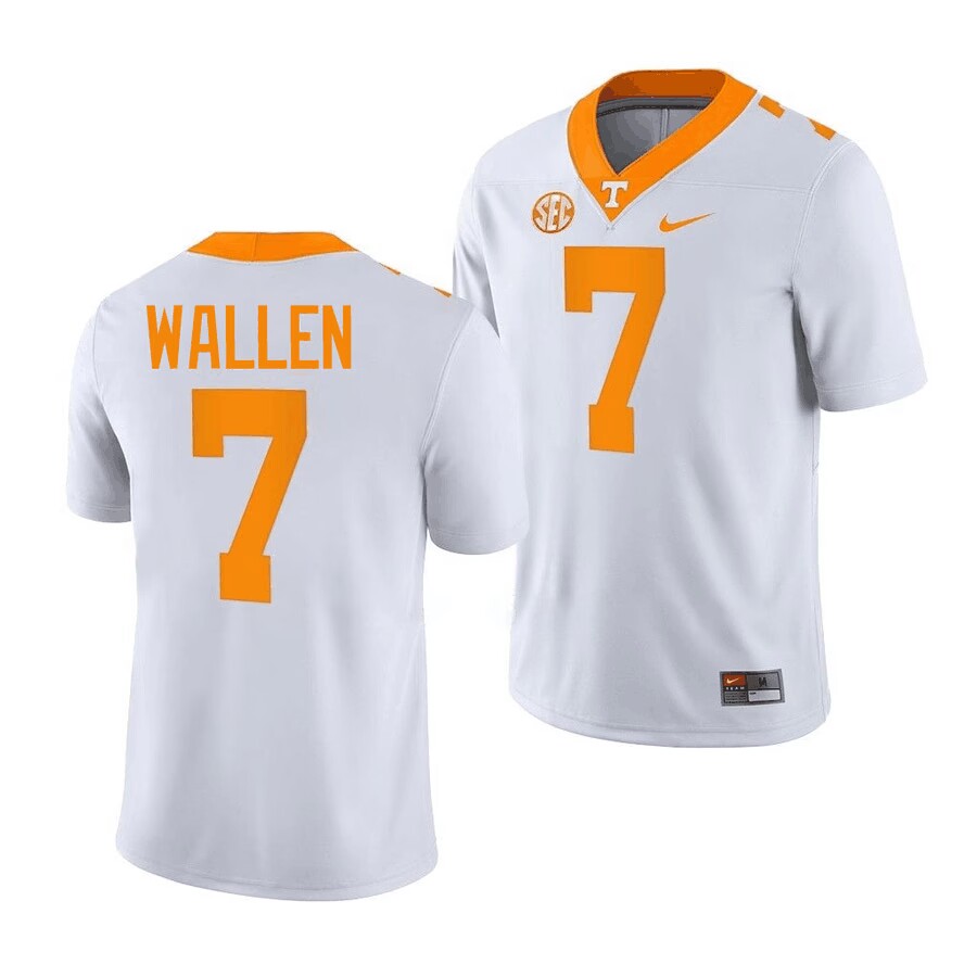Men's Tennessee Volunteers #7 Morgan Wallen white College Football Jersey