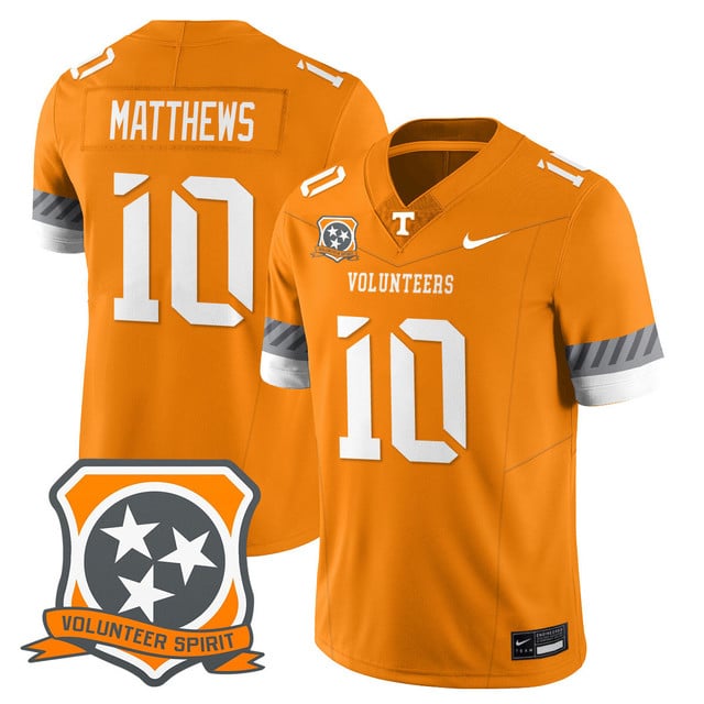 Men's Tennessee Volunteers 2025 Spirit Jersey - All Stitched Mike Matthews -  10