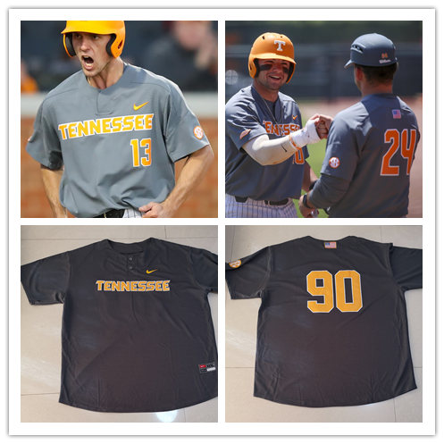 Men's Tennessee Volunteers Custom Nike Grey Pullover College Baseball Jersey