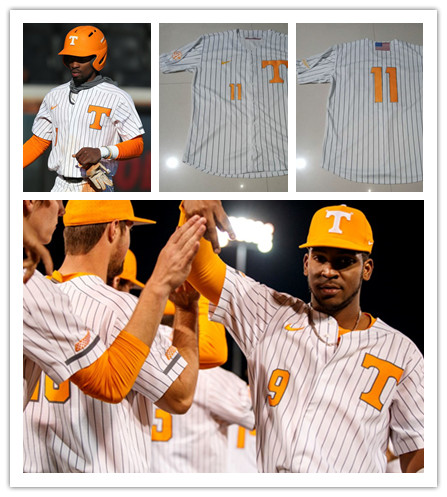 Men's Tennessee Volunteers Custom Nike White Pinstripe Baseball Jersey