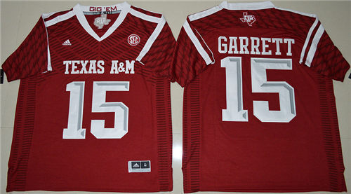 Men's Texas A&M Aggies #15 Myles Garrett Red Stitched NCAA Adidas 2016 College Football Jersey
