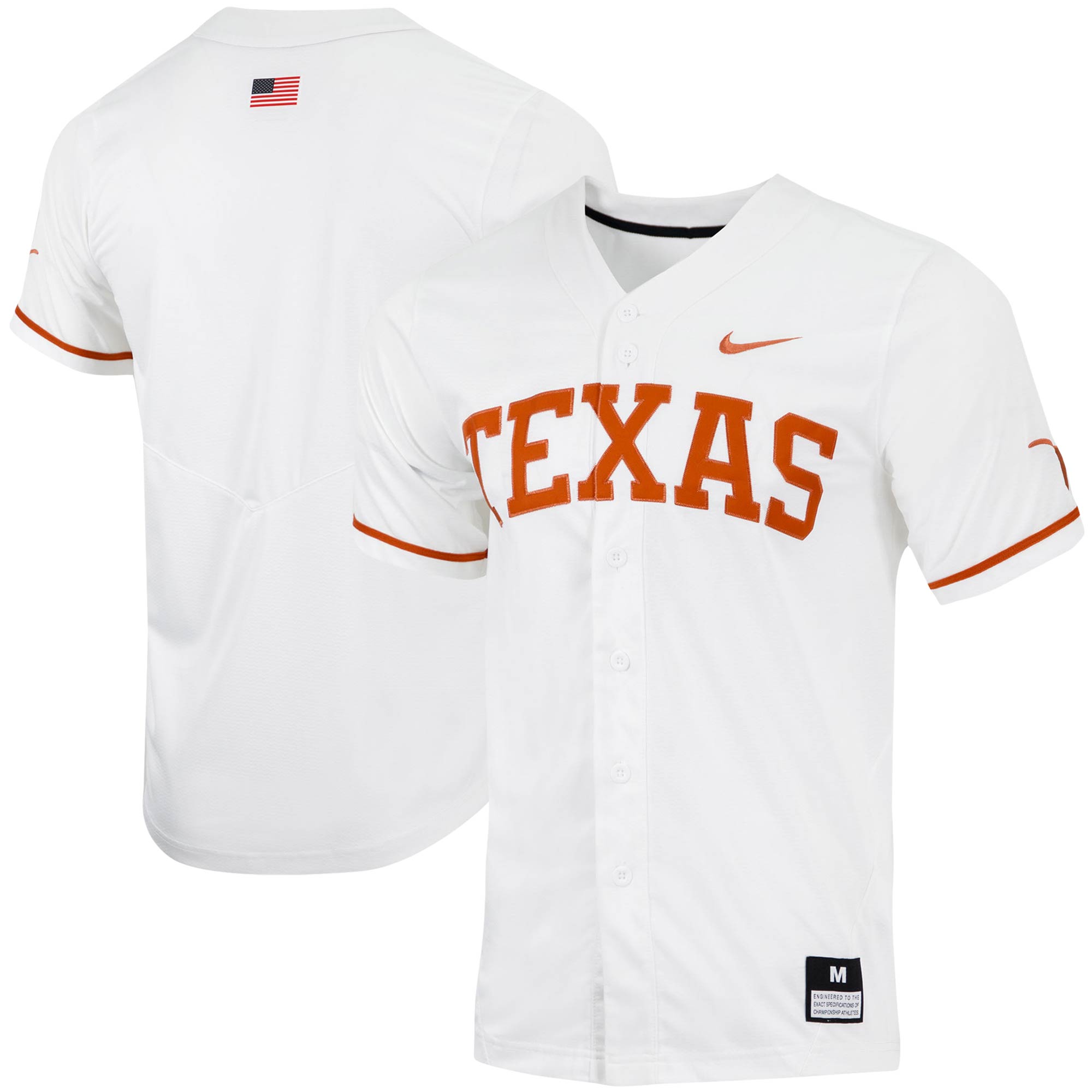 Men's Texas Longhorn Blank Nike White College Baseball Game Jersey