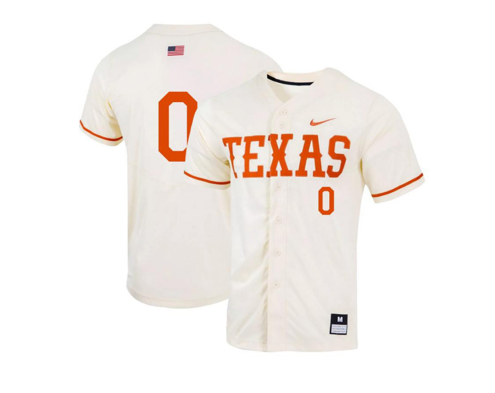 Men's Texas Longhorns #0 Trey Faltine Nike Natural College Baseball Game Jersey