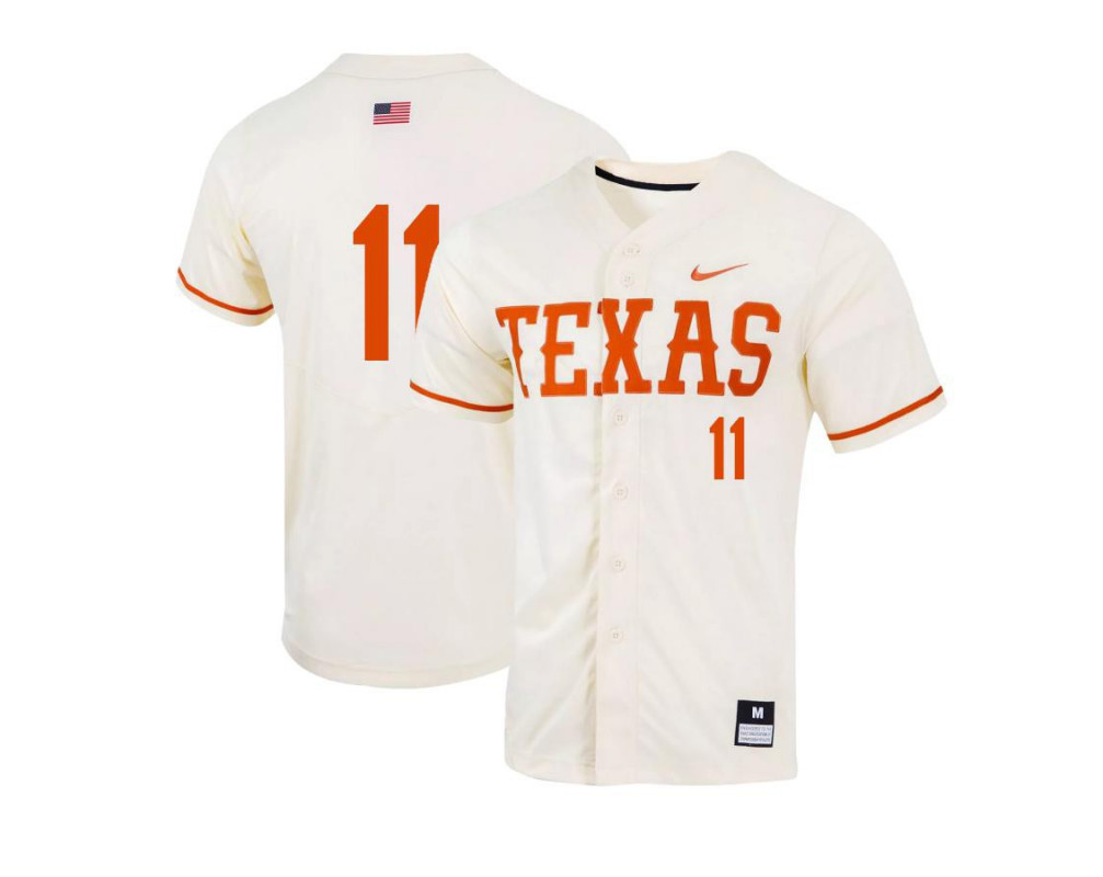 Men's Texas Longhorns #11 Duke Ellis Nike Natural College Baseball Game Jersey