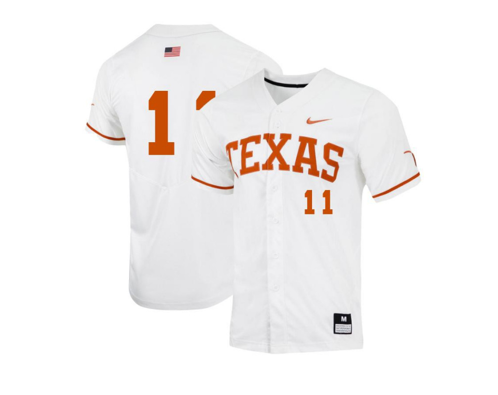 Men's Texas Longhorns #11 Tanner Witt Nike White College Baseball Game Jersey