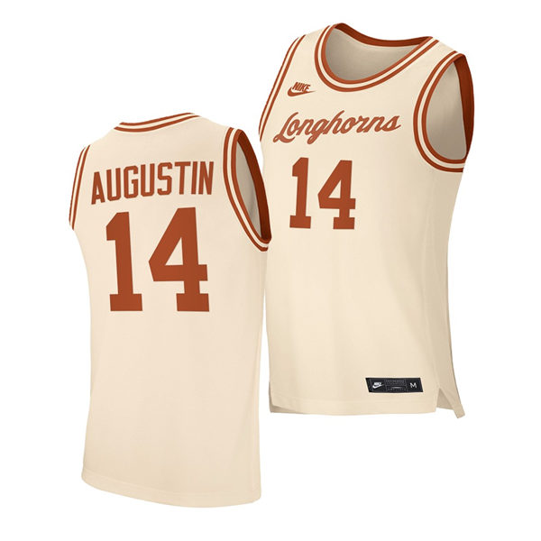Men's Texas Longhorns #14 D.J. Augustin Nike 2021 Cream Retro College Basketball Jersey
