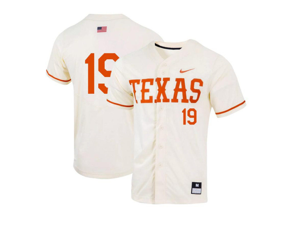 Men's Texas Longhorns #19 Mitchell Daly Nike Natural College Baseball Game Jersey