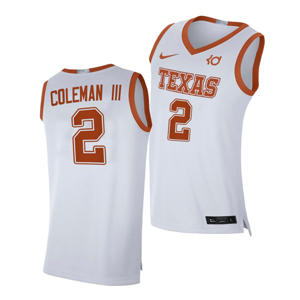 Men's Texas Longhorns #2 Matt Coleman III 2020-21 NIKE White Alumni Basketball Jersey 