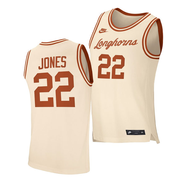Men's Texas Longhorns #22 Kai Jones Nike 2021 Cream Retro College Basketball Jersey