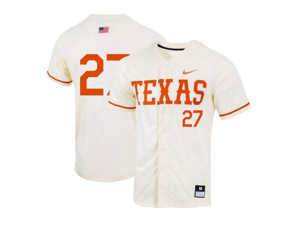 Men's Texas Longhorns #27 Blair Henley Nike Natural College Baseball Game Jersey
