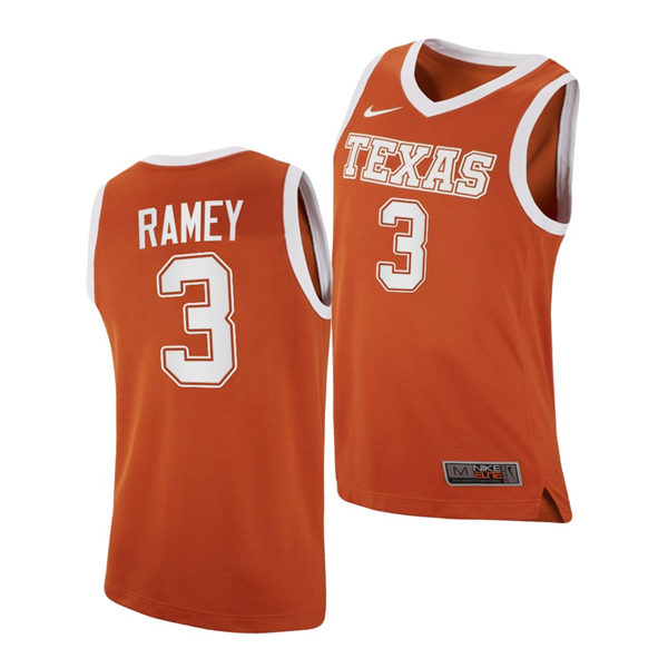 Men's Texas Longhorns #3 Courtney Ramey 2020-21 Nike Orange College Basketball Jersey 