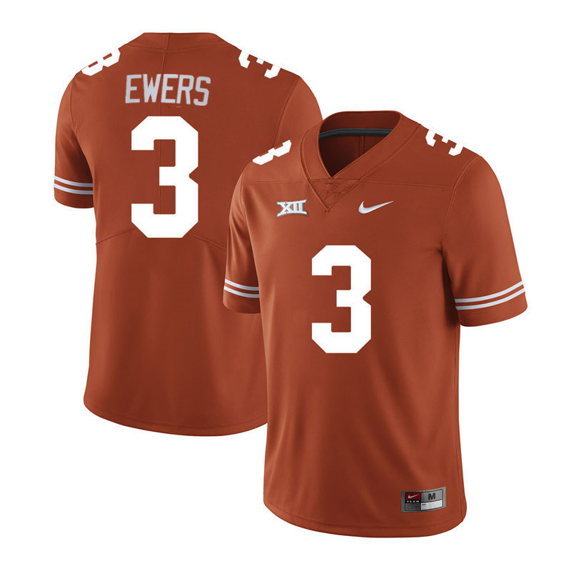 Men's Texas Longhorns #3 Quinn Ewers Nike 2022 Orange Football Game Jersey